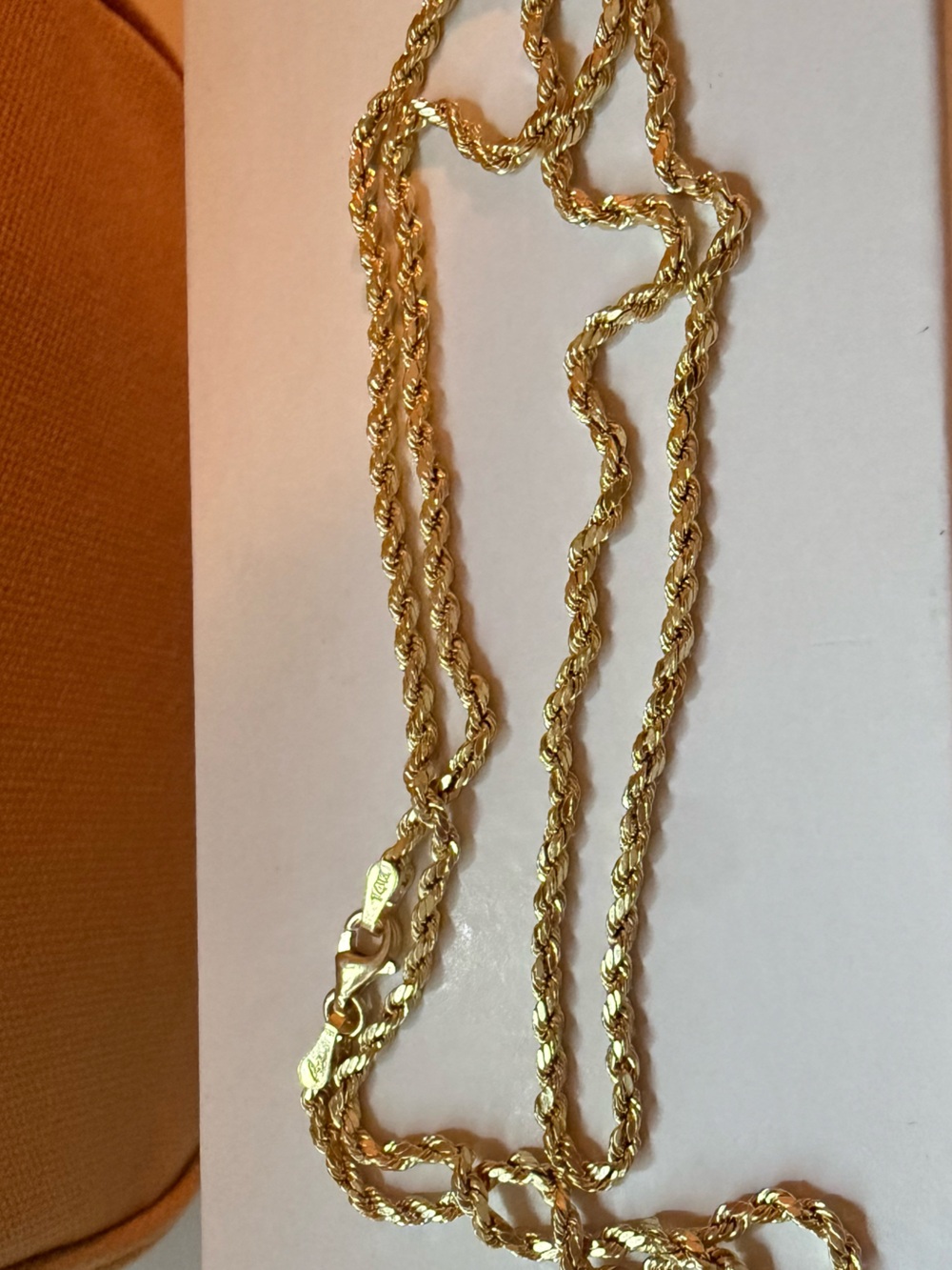 Solid 14kt Yellow Gold Rope Chain 20”, 3grams